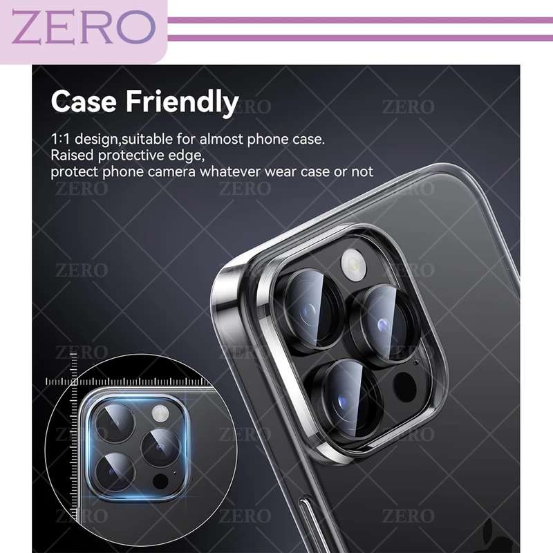 محافظ لنز دوربین زیرو مدل Ring-Metal-ZR مناسب برای گوشی موبایل اپل Iphone 15 Pro