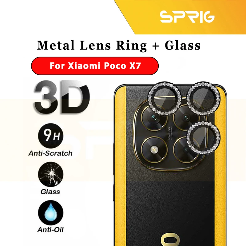 محافظ لنز دوربین اسپریگ مدل Ring Metal Diamond مناسب برای گوشی موبایل شیائومی Poco X7