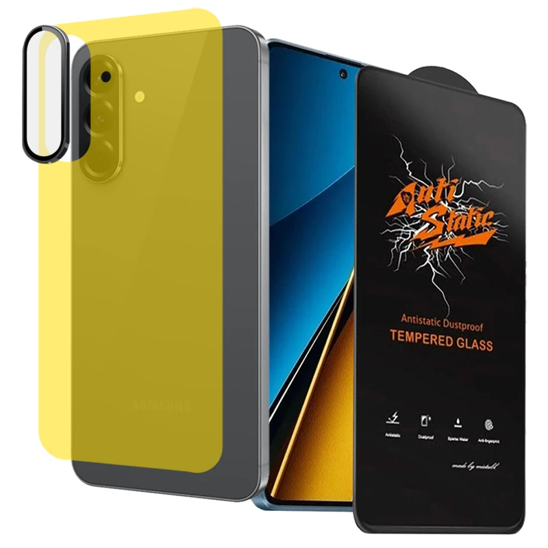 محافظ صفحه نمایش اسپریگ مدل 360-Antistatic-Ring-Protection مناسب برای گوشی موبایل سامسونگ Galaxy A36 به همراه محافظ پشت و محافظ لنز