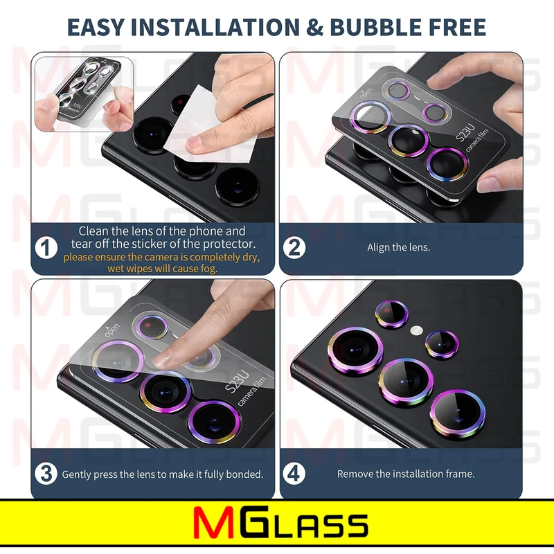محافظ لنز دوربین ام‌گلس مدل Colorful Ring MG مناسب برای گوشی موبایل سامسونگ Galaxy S22 Ultra