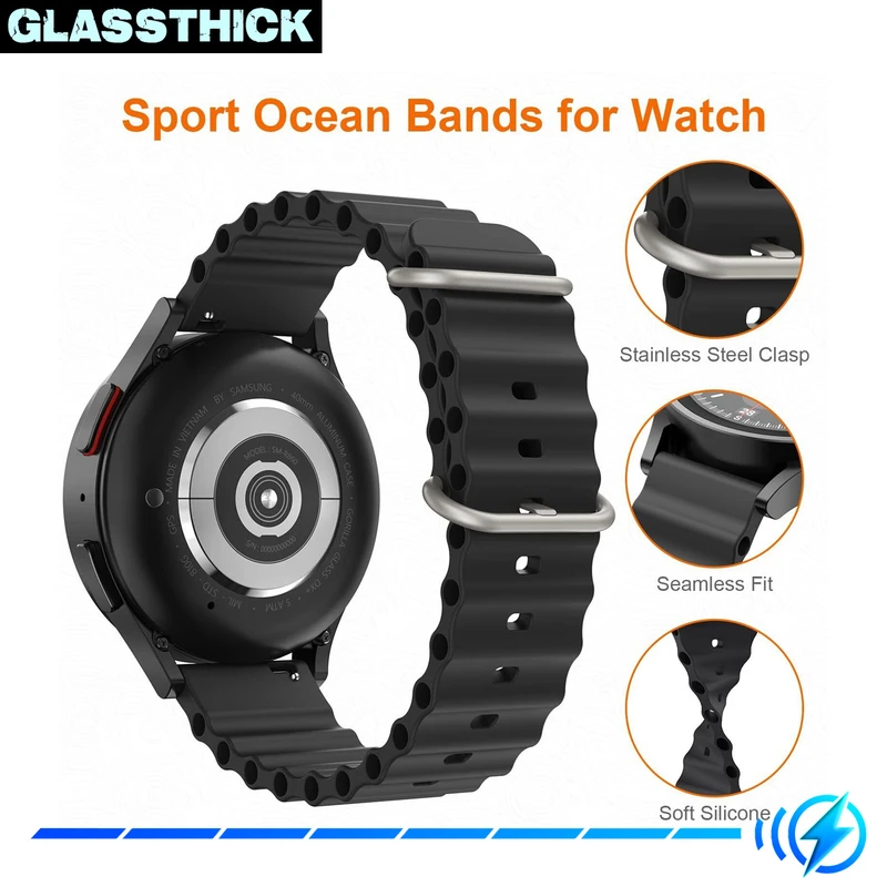 بند گلستیک مدل Ocean مناسب برای ساعت هوشمند سامسونگ Galaxy Watch Active 1 / Active 2 40mm / Active 2 44mm / Watch 3 41mm / Watch 4 40mm / watch 4 42mm / watch 4 44mm / watch 4 46mm