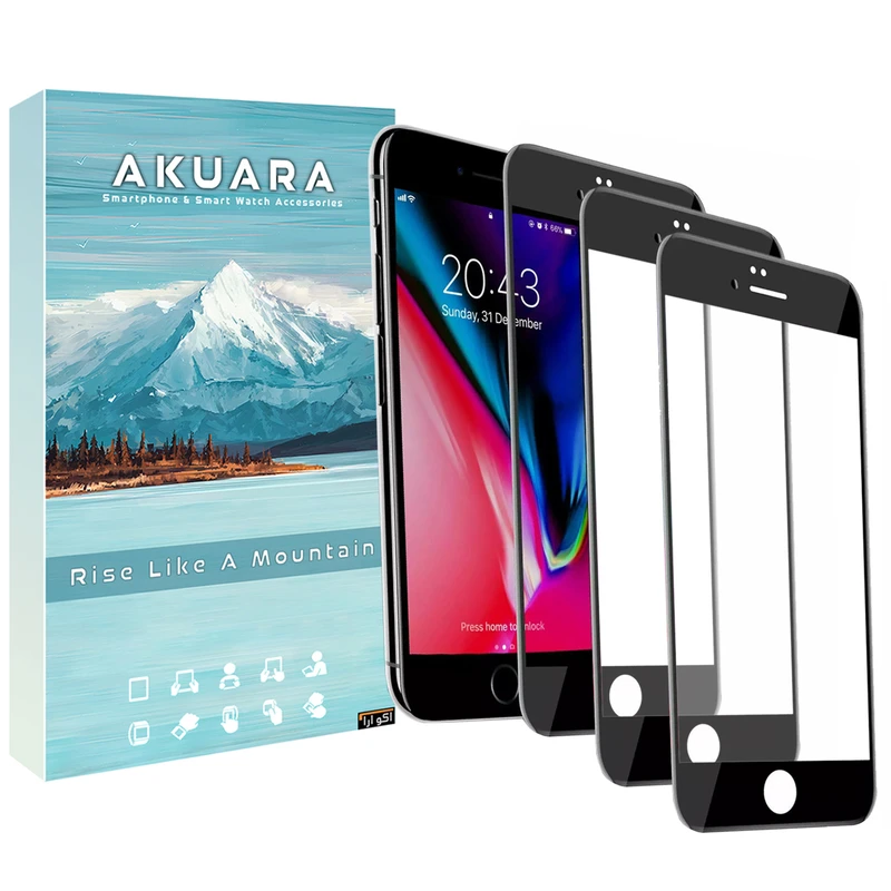 محافظ صفحه نمایش آکوآرا مدل Full AKU مناسب برای گوشی موبایل اپل iPhone 7 / 8 / SE 2020 / SE 2022 مجموعه سه عددی