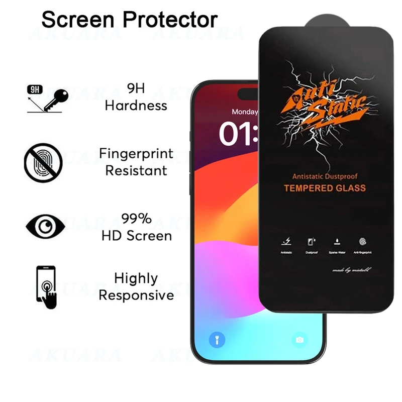 محافظ صفحه نمایش آکوآرا مدل Antistatic AKU مناسب برای گوشی موبایل اپل Iphone 15 Pro Max