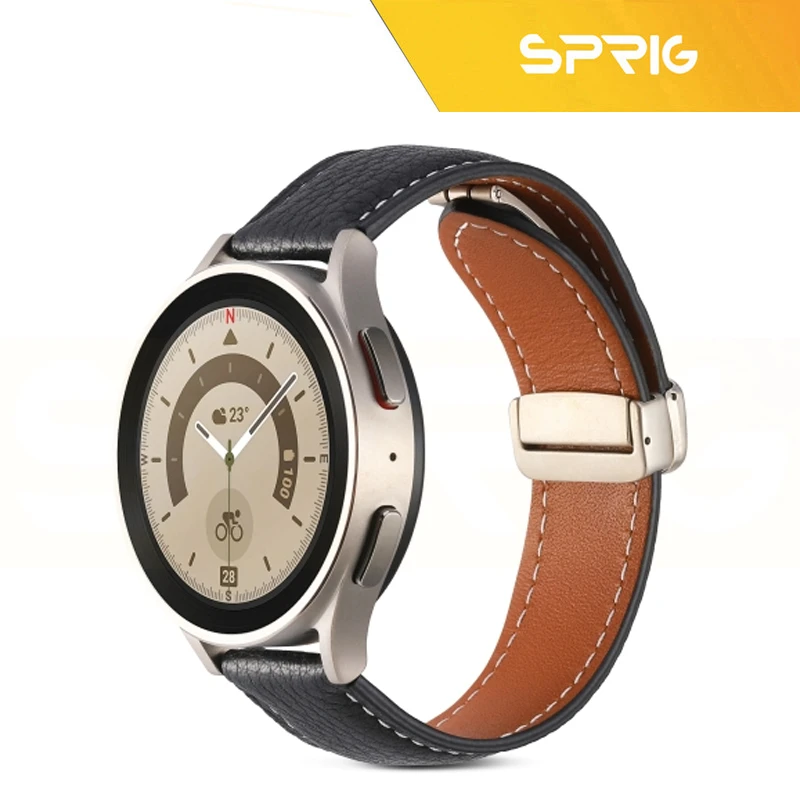 بند اسپریگ مدل MAG Leather مناسب برای ساعت هوشمند سامسونگ Galaxy Watch 5 40mm / Watch 5 44mm / Watch 5 Pro 45mm