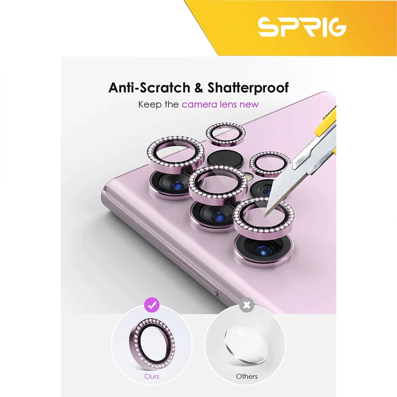 محافظ لنز دوربین رینگی اسپریگ مدل Ring metal Diamond مناسب برای گوشی موبایل سامسونگ Galaxy S25 ultra