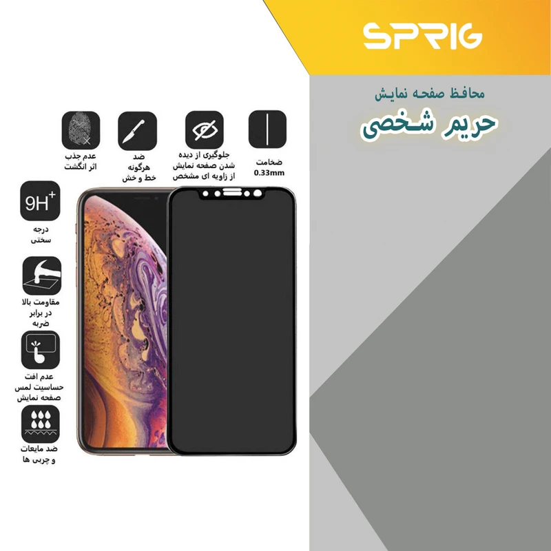 محافظ صفحه نمایش حریم شخصی اسپریگ مدل PRVSP مناسب برای گوشی موبایل هوآوی Y8p