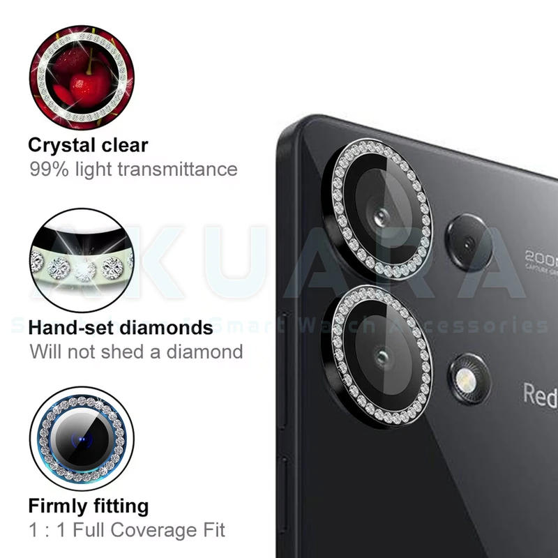 محافظ لنز دوربین رینگی آکوآرا مدل Ring Diamond STL مناسب برای گوشی موبایل شیائومی Redmi Note 13 Pro 4G