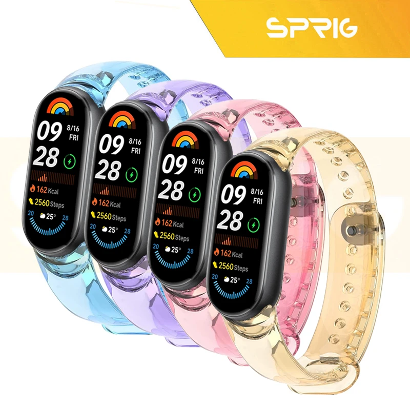 بند اسپریگ مدل Clear TRS مناسب برای ساعت هوشمند شیائومی Mi band 8/9