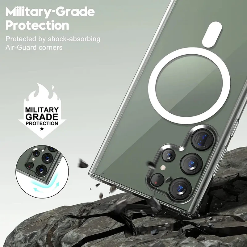 کاور آکوآرا مدل MagSafe BKRNG مناسب برای گوشی موبایل سامسونگ Galaxy S24 Ultra به همراه محافظ لنز دوربین