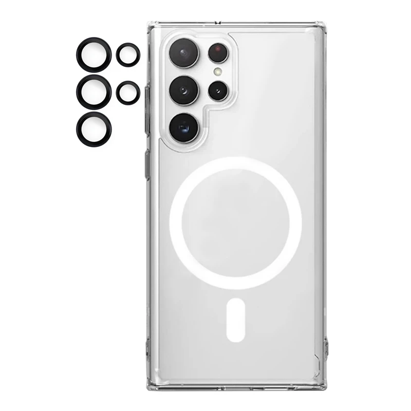 کاور آکوآرا مدل MagSafe BKRNG مناسب برای گوشی موبایل سامسونگ Galaxy S23 Ultra به همراه محافظ لنز دوربین