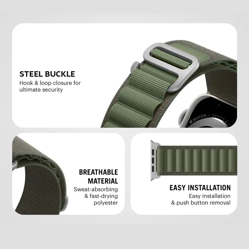 بند آکوآرا مدل Alpine Amizze مناسب برای اپل واچ سری 7/8/9 سایز 41mm به همراه کاور