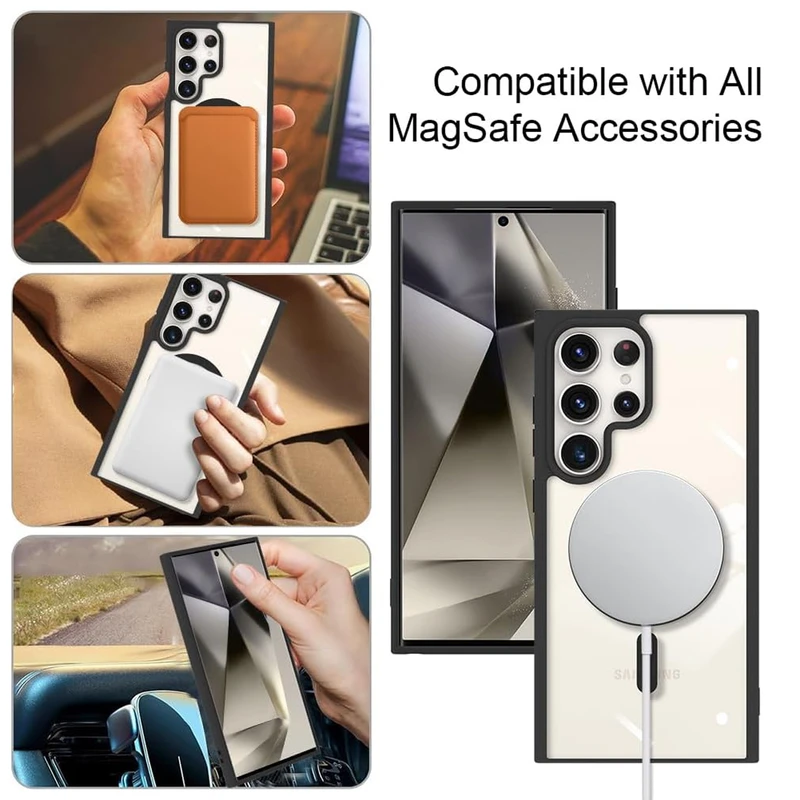 کاور آکوآرا مدل MagSafe BKRNG مناسب برای گوشی موبایل سامسونگ Galaxy S23 Ultra به همراه محافظ لنز دوربین
