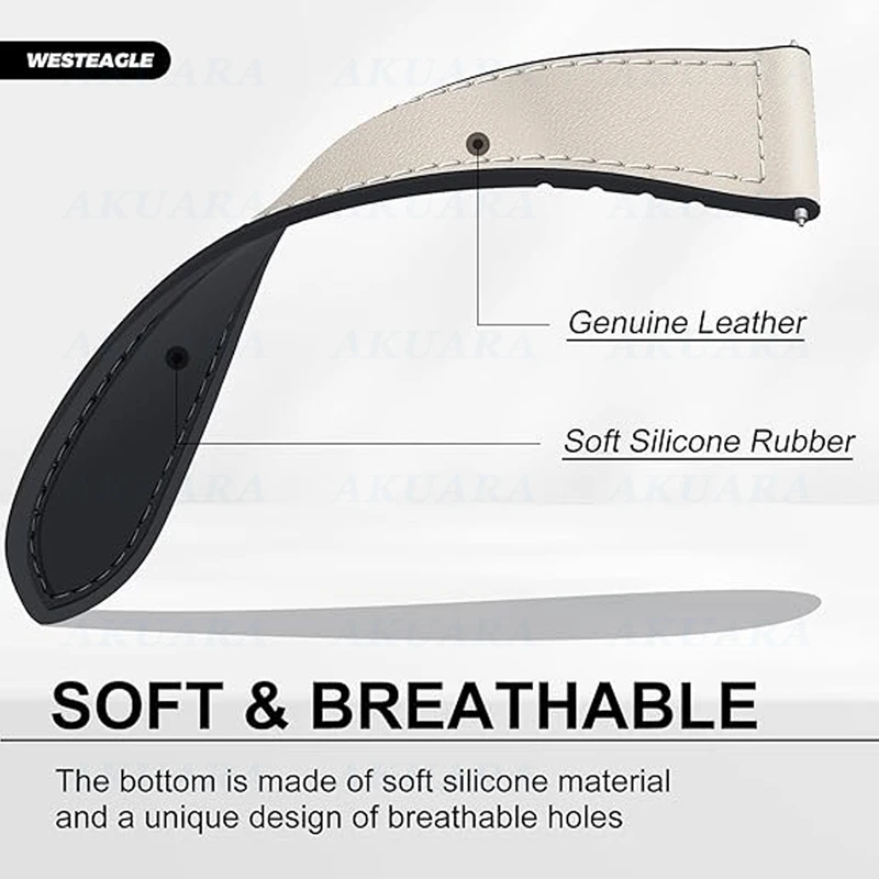 بند آکوآرا مدل Soft WHT Leather AK مناسب برای ساعت هوشمند میبرو Lite 2 / Lite 3 / Lite 3 Pro