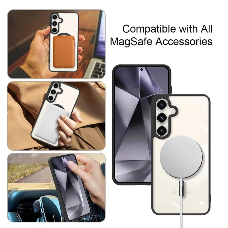 کاور آکوآرا مدل MagSafe BKRNG مناسب برای گوشی موبایل سامسونگ Galaxy S24 FE به همراه محافظ لنز دوربین