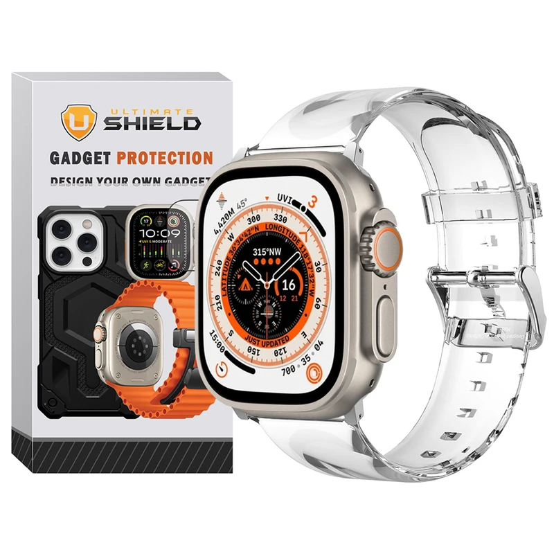 بند آلتیمیت شیلد مدل Transparent Silicone مناسب برای اپل واچ Ultra / Ultra 2 سایز 49mm