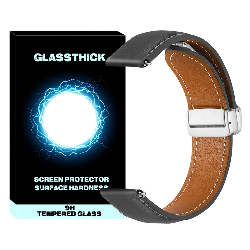 بند گلستیک مدل Mag Leather GL TW مناسب برای ساعت هوشمند گلوریمی سایز 22 میلی متری GX SPORT / GX Race