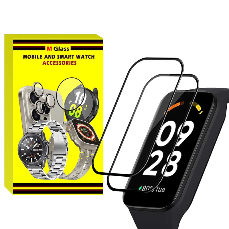 محافظ صفحه نمایش ام‌گلس مدل Nano Pmma MG مناسب برای ساعت هوشمند شیائومی Smart Band 9 Active بسته دو عددی