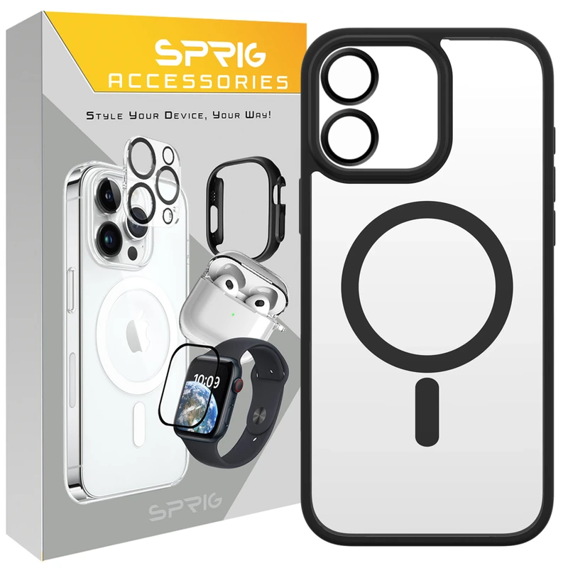کاور اسپریگ مدل MagSafe-Ring مناسب برای گوشی موبایل اپل iPhone 12 به همراه محافظ لنز دوربین