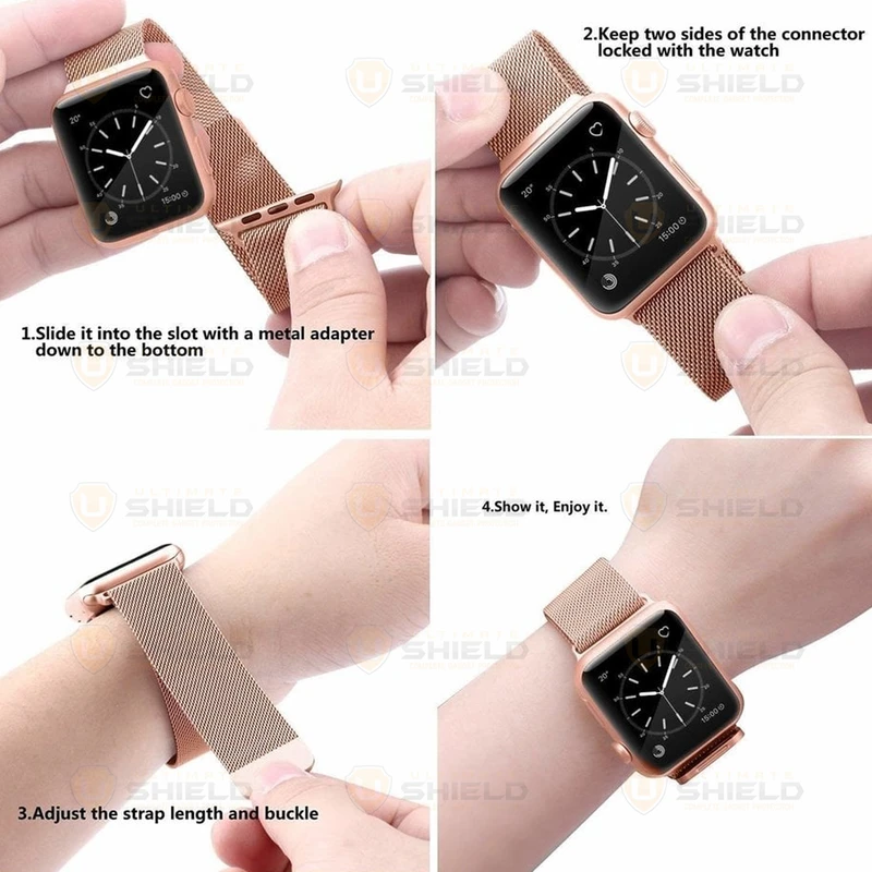 بند آلتیمیت شیلد مدل MilanStrap مناسب برای اپل واچ سری SE2021/7/8/9 سایز 45 mm