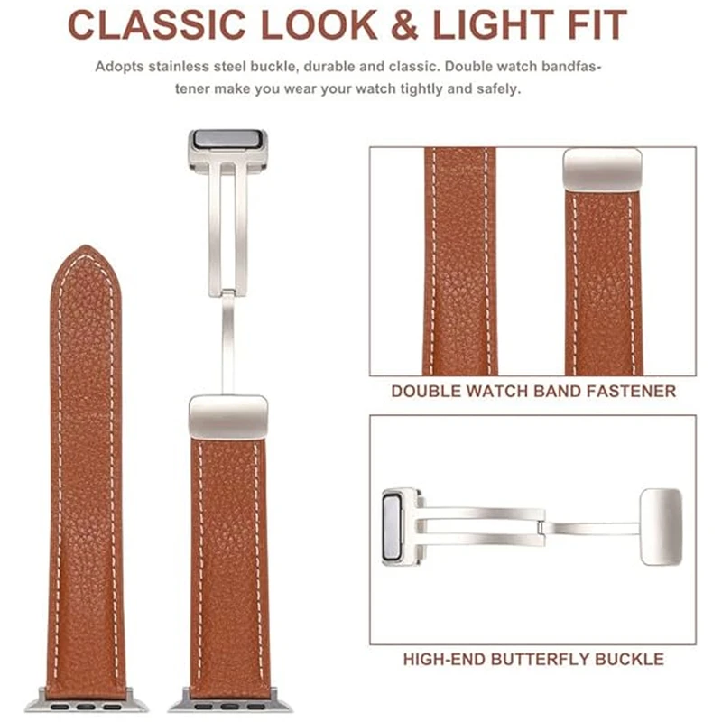 بند اسپریگ مدل Magnetic Leather SP مناسب برای اپل واچ Series 7 45mm / Series 8 45mm / Series 9 45mm