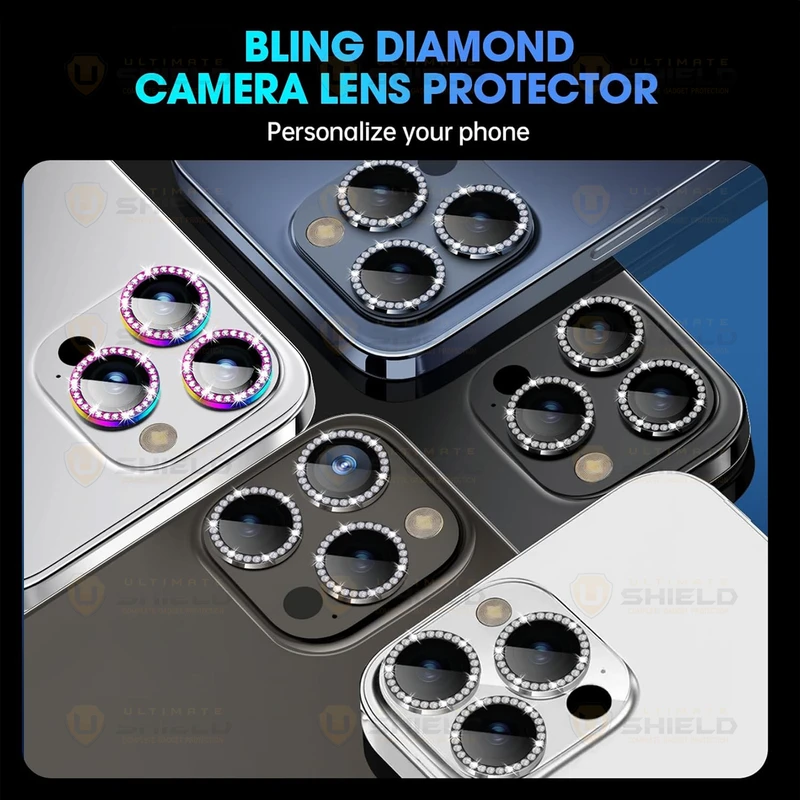 محافظ لنز دوربین آلتیمیت شیلد مدل Ring Diamond UL مناسب برای گوشی موبایل اپل iPhone 15 Pro / 15 Pro Max
