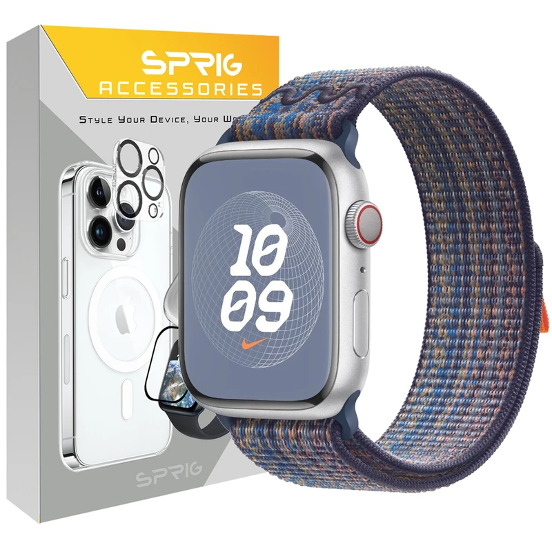بند اسپریگ مدل Nk Sporty Nylon مناسب برای اپل واچ سری Se/1/2/3/4/5/6/7/8/9/Ultra/Ultra2 سایز 42/44/45/49mm