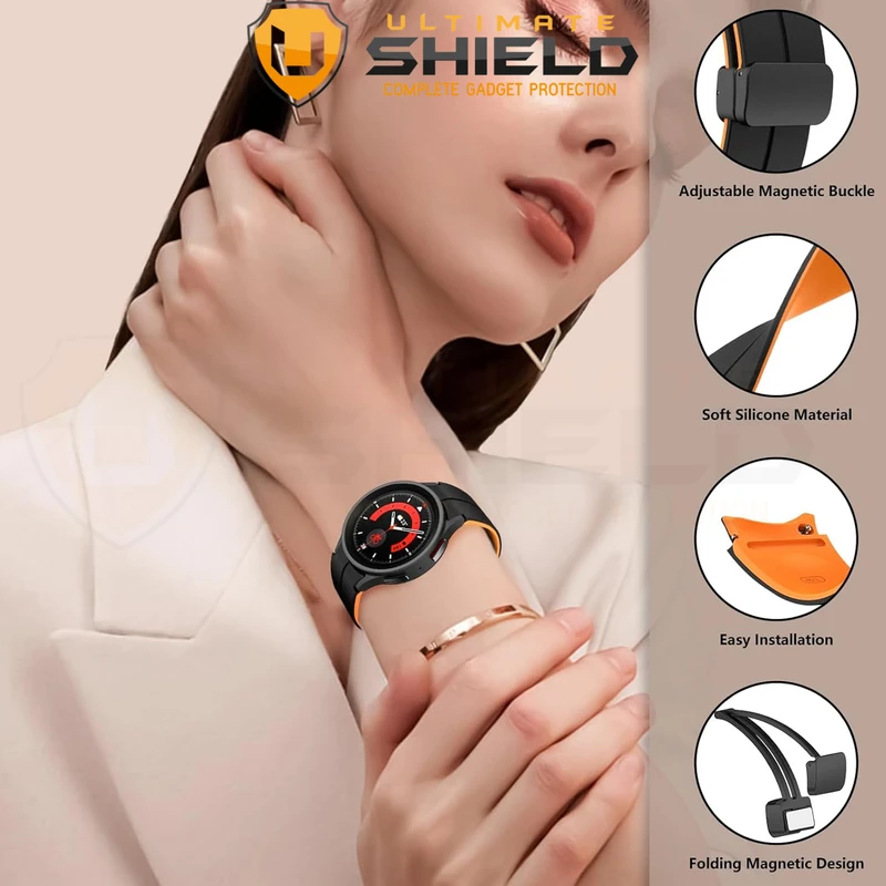 بند آلتیمیت شیلد مدل ORG-MAG-BK2C مناسب برای ساعت هوشمند Galaxy Watch 6 classic 43mm / 47mm
