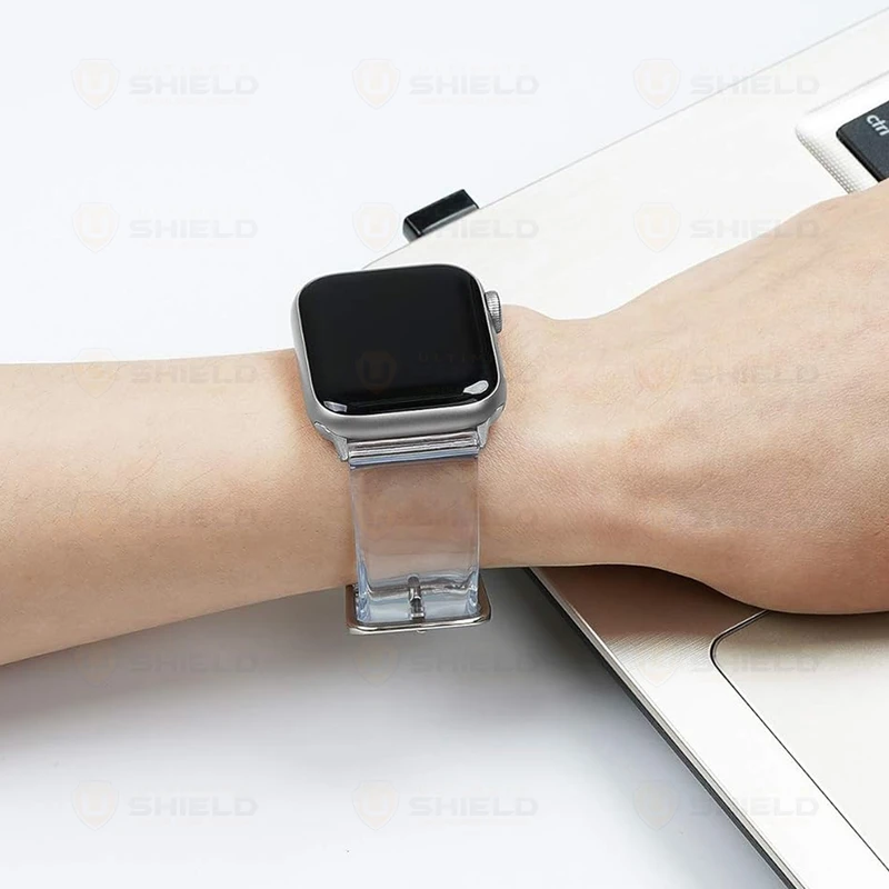 بند آلتیمیت شیلد مدل Transparent Silicone مناسب برای اپل واچ سری 1/2/3 سایز 42mm