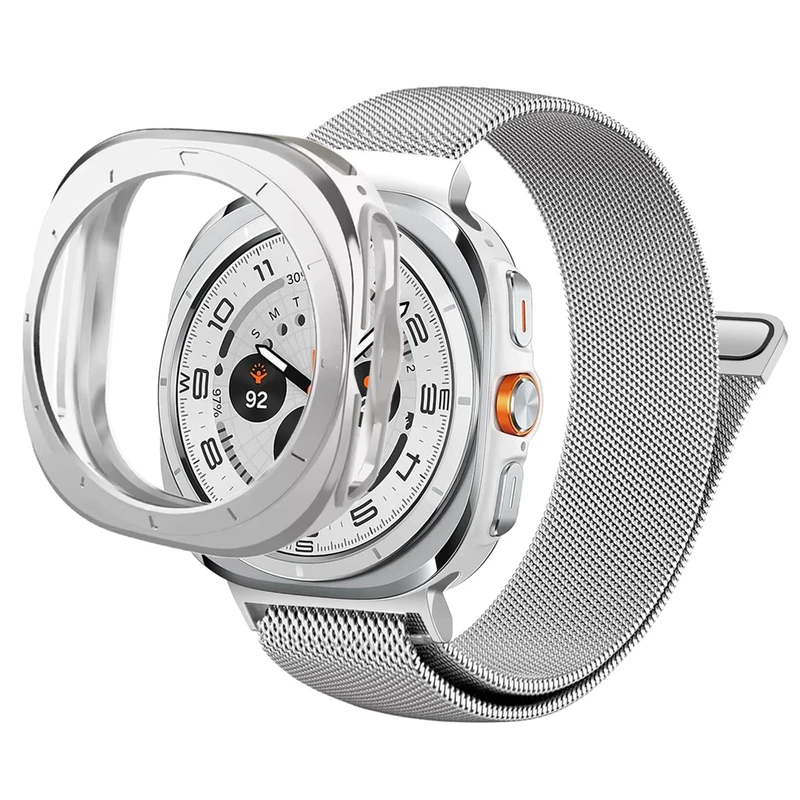 بند اسپریگ مدل Milanese J-Guard مناسب برای ساعت هوشمند سامسونگ Galaxy Watch 7 Ultra 47mm به همراه کاور