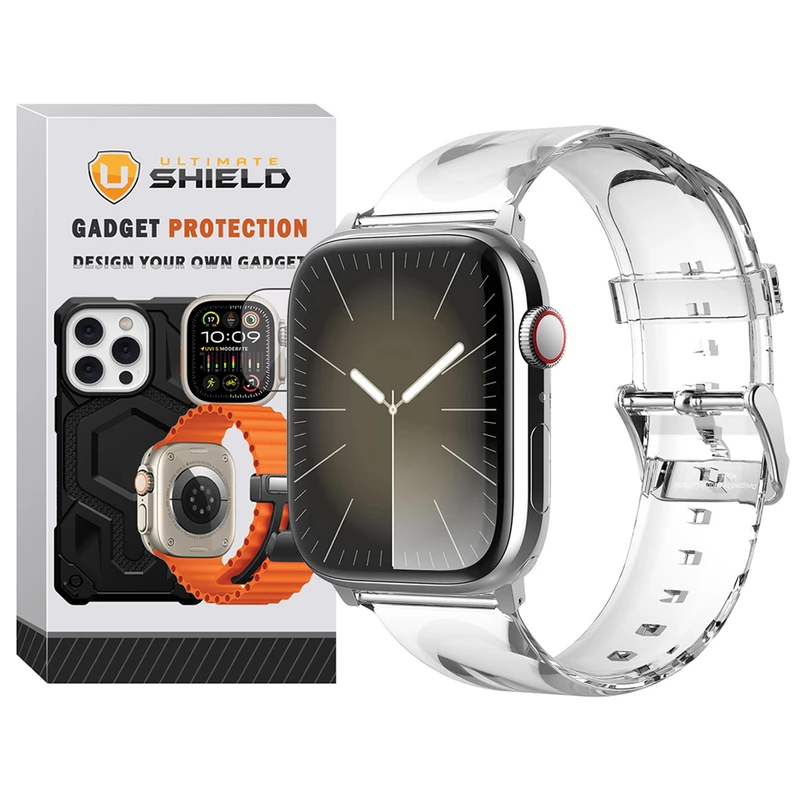 بند آلتیمیت شیلد مدل Transparent Silicone مناسب برای اپل واچ سری 10 سایز 46mm