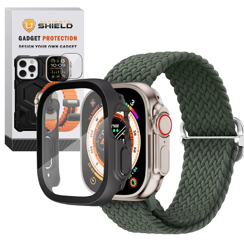 بند آلتیمیت شیلد مدل Braided GRD مناسب برای اپل واچ Ultra سایز 49mm به همراه کاور