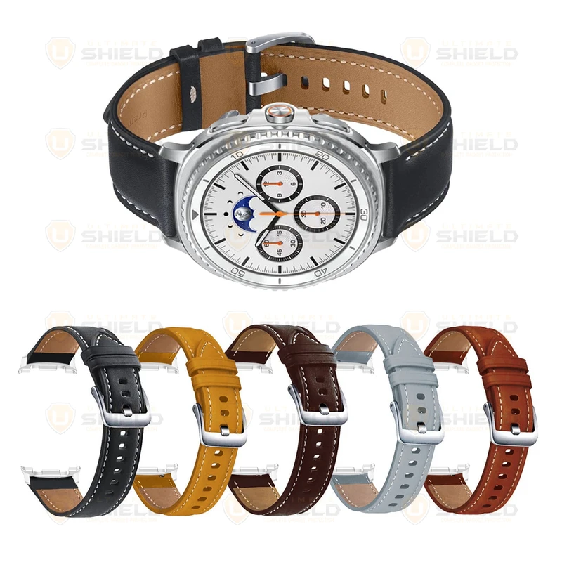 بند آلتیمیت شیلد مدل Leather SM NV8 SL مناسب برای ساعت هوشمند سامسونگ Galaxy Watch 8 40mm / Galaxy Watch 8 44mm / Galaxy Watch 8 Classic 46mm