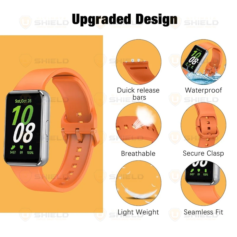 بند آلتیمیت شیلد مدل Silicone GK GRD BK مناسب برای ساعت هوشمند سامسونگ Galaxy FIT 3 30mm به همراه کاور