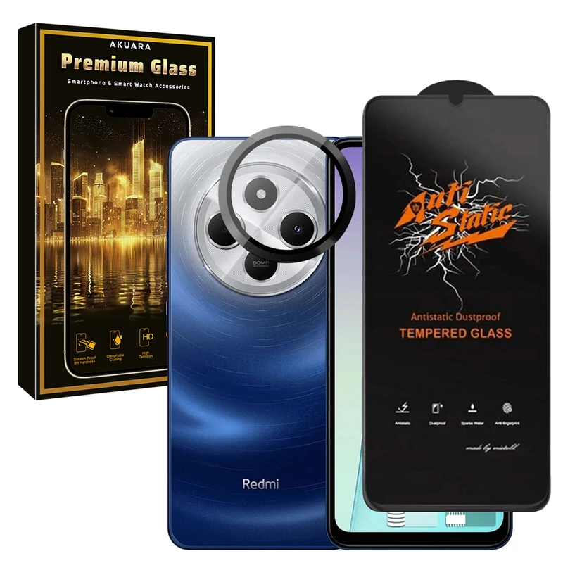 محافظ صفحه نمایش آکوآرا مدل PremiumAntis-Ring مناسب برای گوشی موبایل شیائومی Redmi 14C به همراه محافظ لنز دوربین