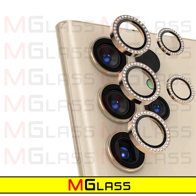 محافظ لنز دوربین ام‌گلس مدل Diamond Metal Ring مناسب برای گوشی موبایل سامسونگ Galaxy S22 Ultra