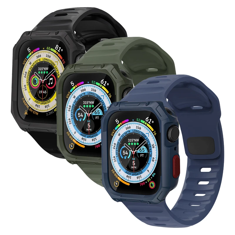 بند اسپریگ مدل Hexa Spig مناسب برای اپل واچ سایز 44 mm سری 4/5/6/Se به همراه کاور
