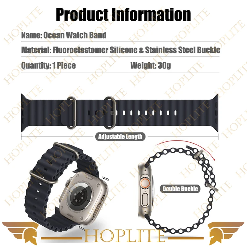 بند هاپلایت مدل Ocean-HL مناسب برای ساعت هوشمند الترا T1000 Ultra 49mm