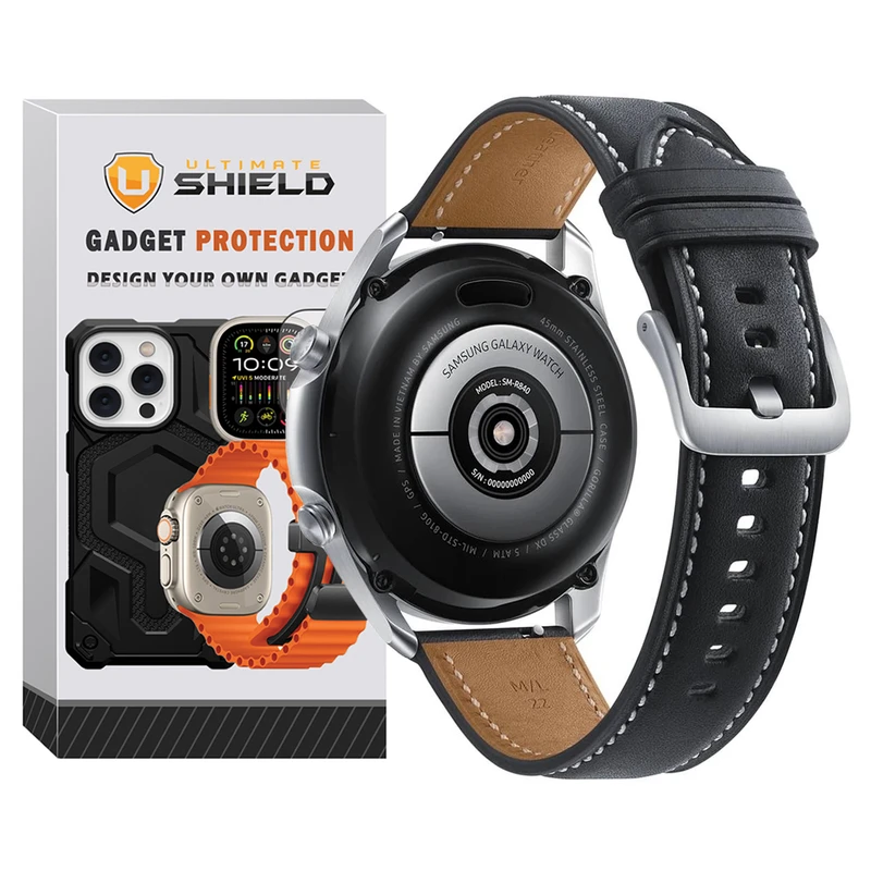 بند آلتیمیت شیلد مدل Leather SM مناسب برای ساعت هوشمند سامسونگ Galaxy Watch 4/5/6/7/FE 40/43/44/46/47mm