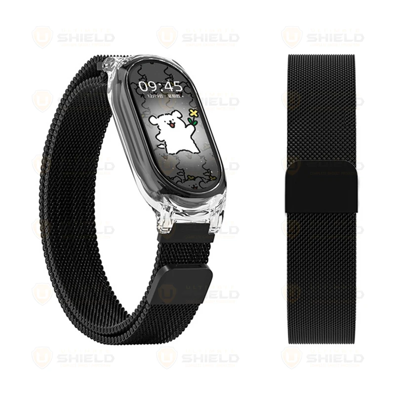 بند آلتیمیت شیلد مدل Milanese Set مناسب برای ساعت هوشمند شیائومی Mi Band 10 12mm به همراه کاور