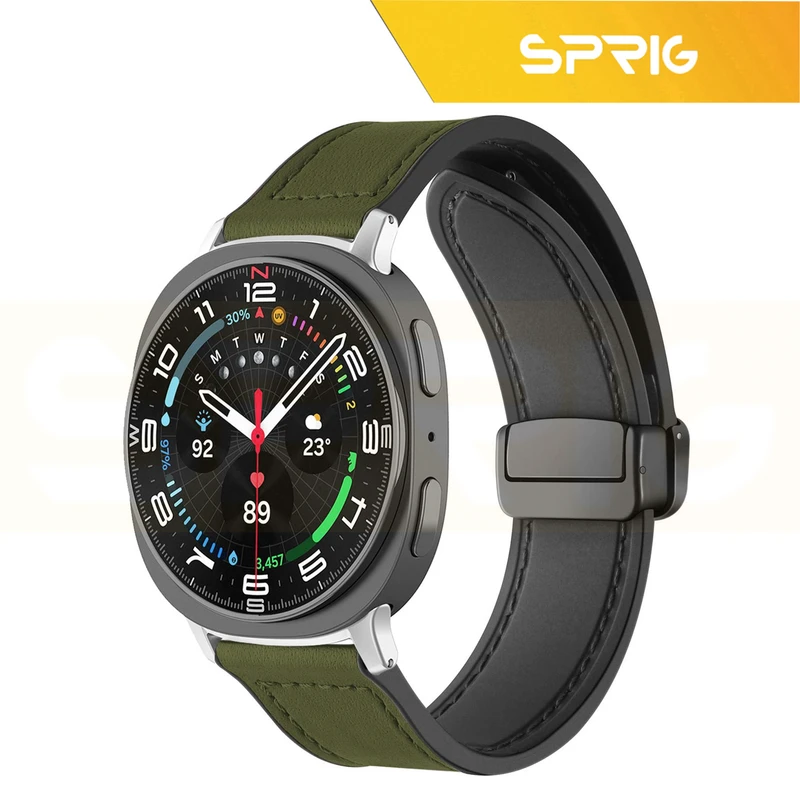 بند اسپریگ مدل Magnetic Soft Leather W8 مناسب برای ساعت هوشمند سامسونگ Galaxy Watch 8 Classic 46mm