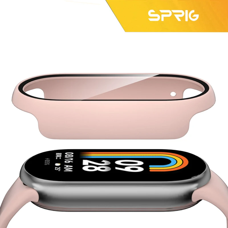 بند اسپریگ مدل PinkSPG GUD مناسب برای ساعت هوشمند شیائومی Mi band 9 12mm به همراه کاور