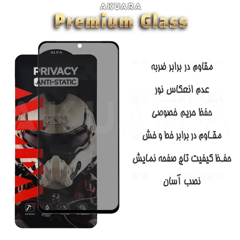 محافظ صفحه نمایش حریم شخصی آکوآرا مدل Premium P2 مناسب برای گوشی موبایل شیائومی Poco X6 / Poco X6 Pro / Poco F6 / Poco X7 Pro / Redmi Note 13 Pro 5G / Redmi K70 / Redmi K70 Pro / Redmi K70E م
