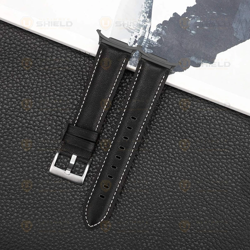 بند آلتیمیت شیلد مدل Leather SM BK مناسب برای ساعت هوشمند سامسونگ Galaxy Watch 7 Ultra 47mm