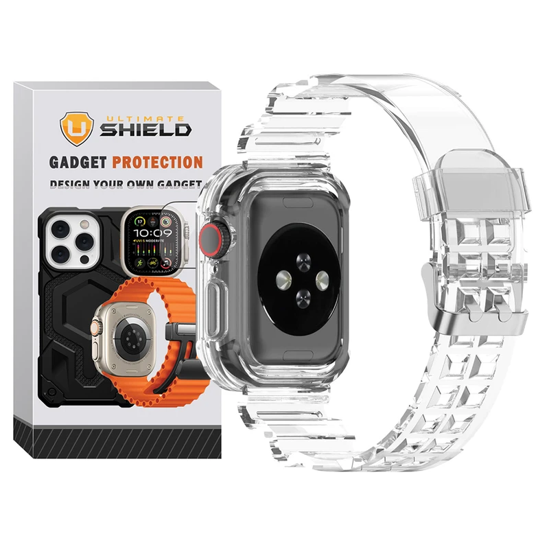 بند آلتیمیت شیلد مدل Transparent Shock مناسب برای اپل واچ 40 mm سری 4/5/6/Se به همراه کاور