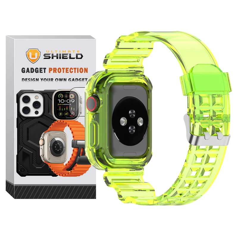 بند آلتیمیت شیلد مدل Transparent Shock مناسب برای اپل واچ 42 mm سری 3 به همراه کاور