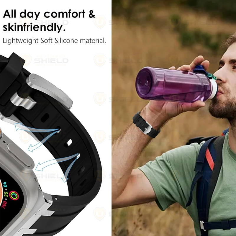 بند آلتیمیت شیلد مدل Stylish Rugged مناسب برای اپل واچ 49 میلی‌متری سری Ultra به همراه کاور