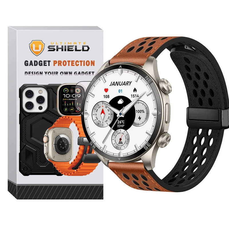 بند آلتیمیت شیلد مدل Dot Leather Magnet TW مناسب برای ساعت هوشمند گلوریمی GX Sport 22mm