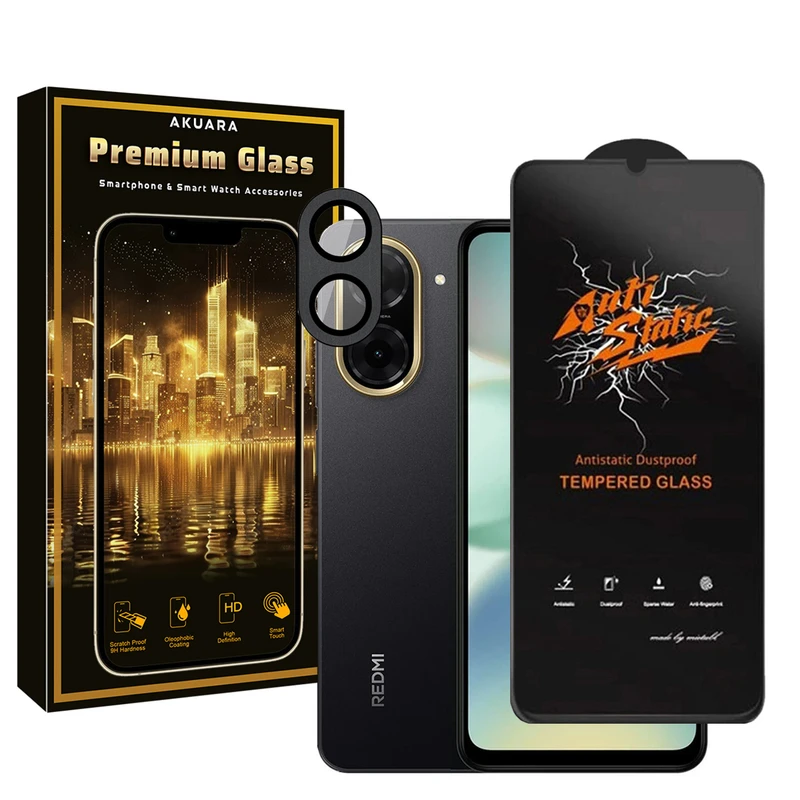 محافظ صفحه نمایش آکوآرا مدل PremiumAntis-Ring مناسب برای گوشی موبایل شیائومی Redmi A5 به همراه محافظ لنز دوربین