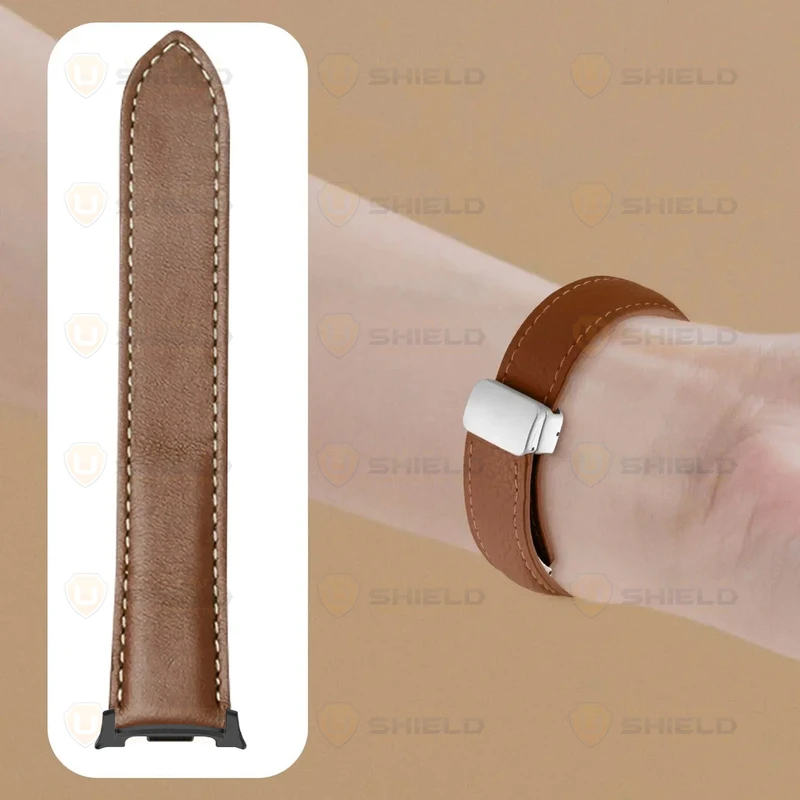 بند آلتیمیت شیلد مدل Leather Mag NV8 BK مناسب برای ساعت هوشمند سامسونگ Galaxy Watch 8 Classic 46mm