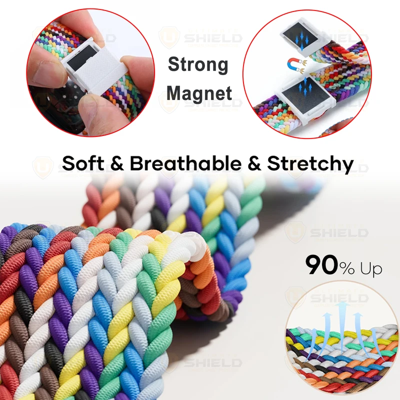 بند آلتیمیت شیلد مدل Braided Magnet BTN BK مناسب برای ساعت هوشمند سامسونگ Galaxy Watch 4/5/6/7/FE 40/43/44/46/47mm